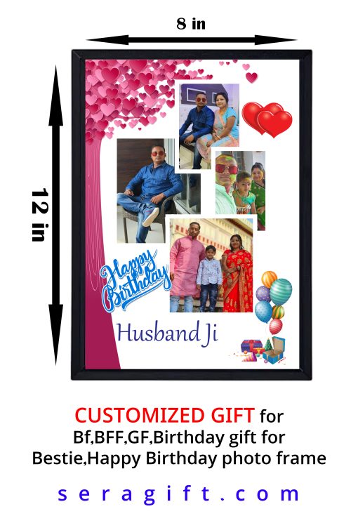 Personalized Photo Frame For 4 Photo happy birthday Husband Ji